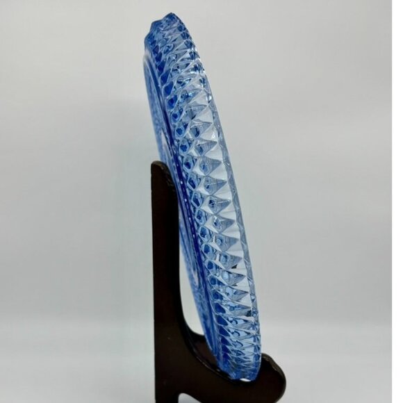 Vintage Indiana Glass Serving Platter 12 Inches Diamond Point Pattern Ice Blue~ - Picture 7 of 8